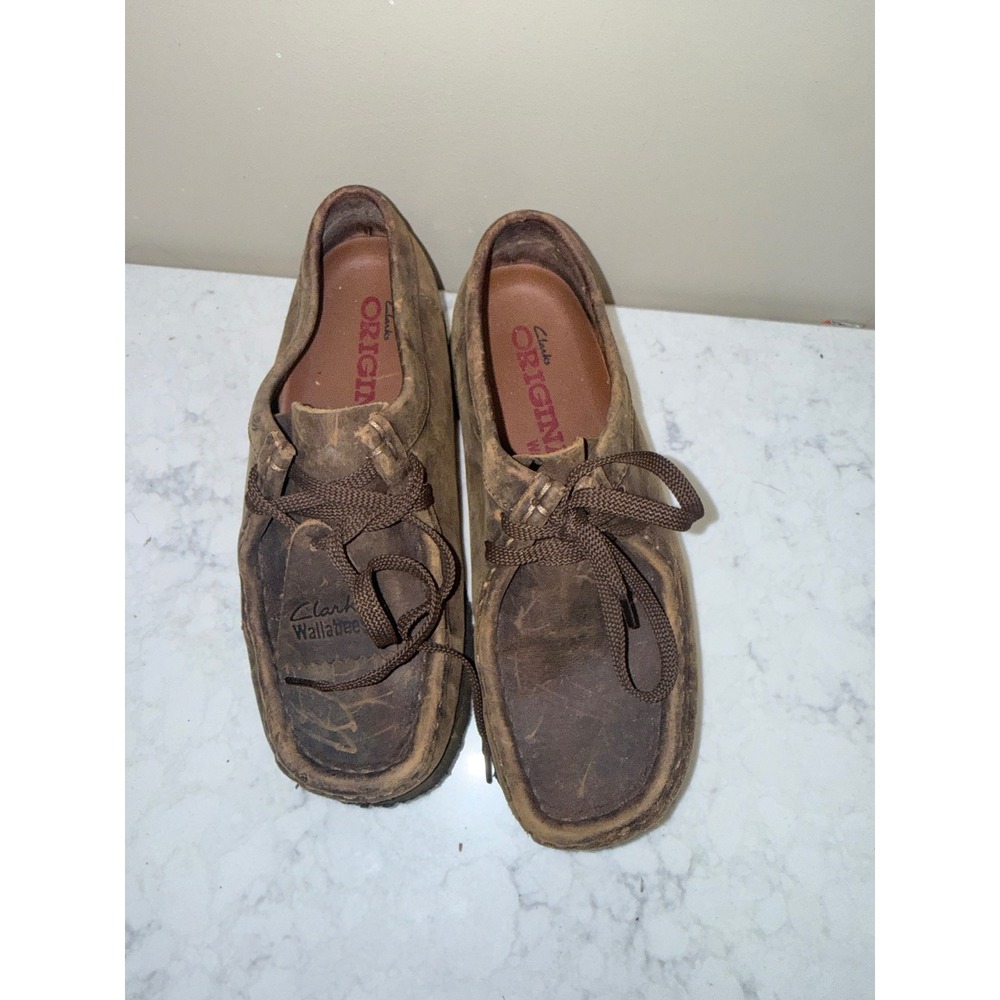 Clarks Originals Wallabee Beeswax Leather Moccasin Brown 26038257‎ Mens 6.5M - Picture 2 of 7